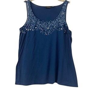Apt. 9 Tank Top Women M Deep Sapphire‎ Blue Sequin Y2K Inspired Glam Night Out